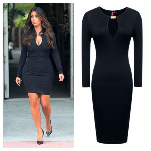 New Arrival Gold bar Keyhole Dress