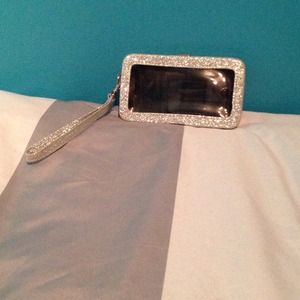 Silver cell phone wristlet