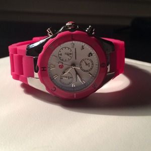 Small Pink rubber sports Michele watch.