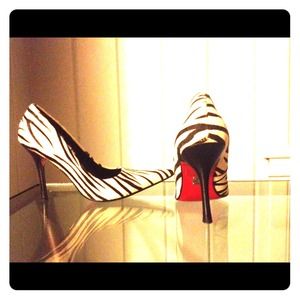 Faux Zebra fur pumps