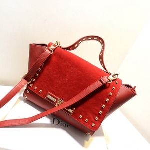Handbags - Red metal stud trapeze shoulder bag Handbags - Red metal stud trapeze shoulder bag