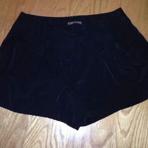 Black polyester dress shorts