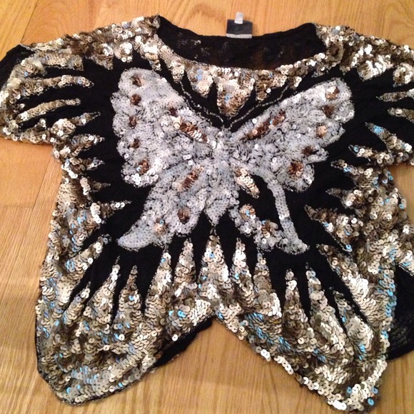 Hot&Delicious Butterfly Sequin top