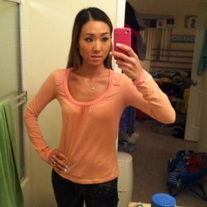 BCBGeneration coral long sleeve fitted top