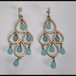 Aqua Teardrop Chandelier statement Earings