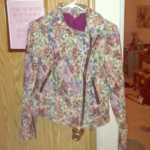 Free people floral moto jacket