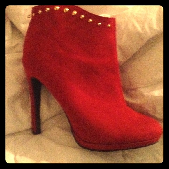 Red gold studded booties