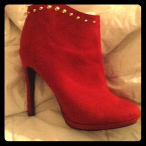 Red gold studded booties