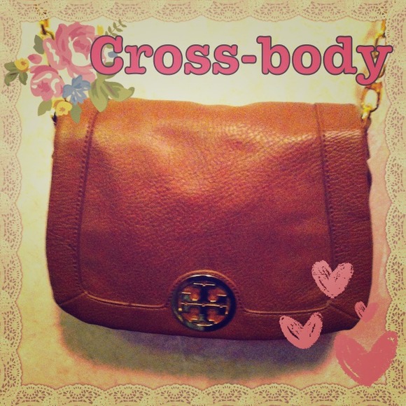 Brown Leather Cross Body Purse "Tory Burch"