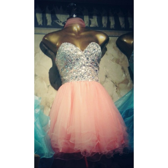 Light Pink & Sliver Sequence Formal Dress π - Picture 2 of 3