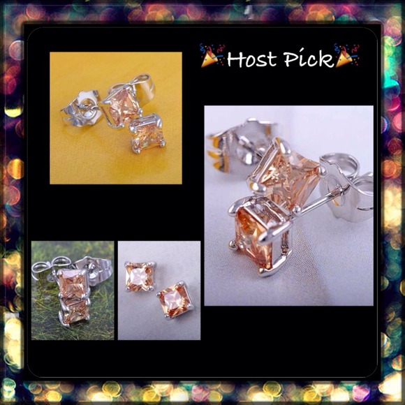 Final💲18k WGP 2 CTW Champaign CZ Earrings NWOT