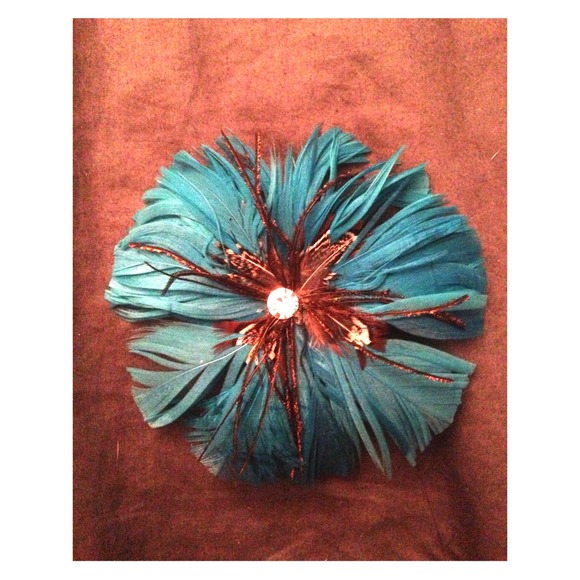 Turquoise feather hair clip