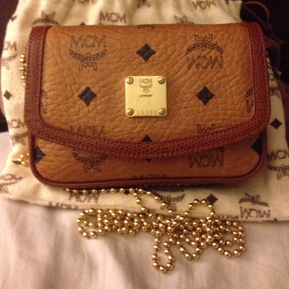 MCM Bags Auth Cross Body With Gold Ball Chain Strap Poshmark
