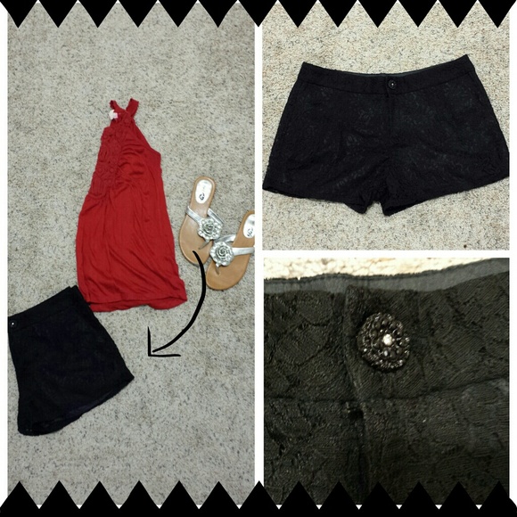 Black lace shorts