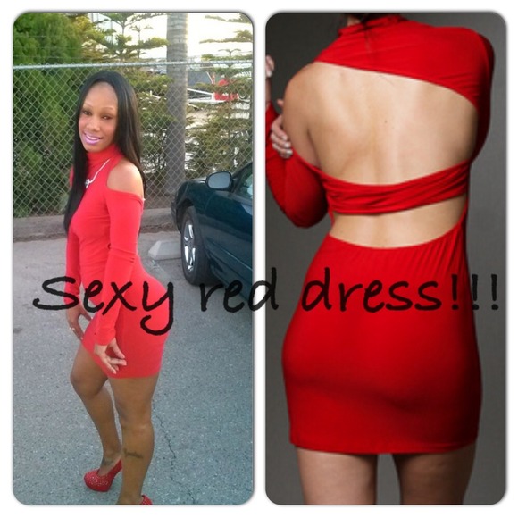 *NEW* Asymmetrical Bodycon dress in red only!!! - Picture 2 of 2
