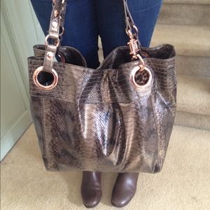 Steve Madden Snakeskin Bronze and Rose Gold Purse