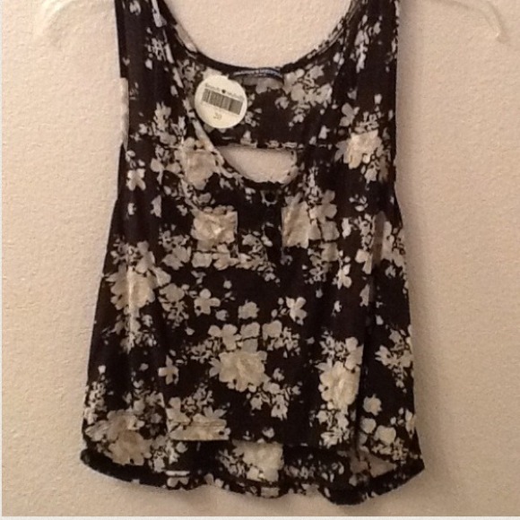 Brandy Melville Floral tank with cutout