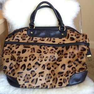 Topshop 100% leather/calf hair leopard print bag