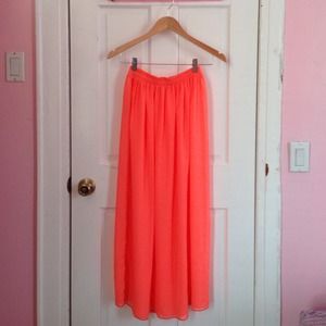 American Apparel Chiffon Neon Maxi Skirt XS/S
