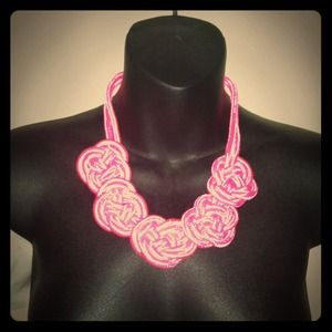 Neon pink knot necklace
