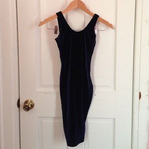 American Apparel Navy Velvet Tank Pencil Dress XS