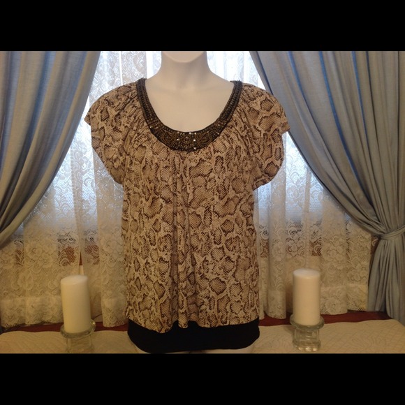 Ladies size XL  Python embellished top. Pre-loved.