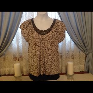 Ladies size XL  Python embellished top. Pre-loved.
