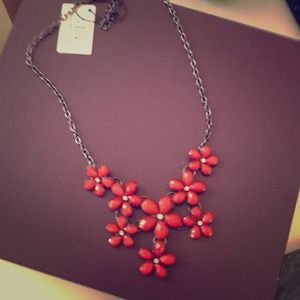 Red flower necklace