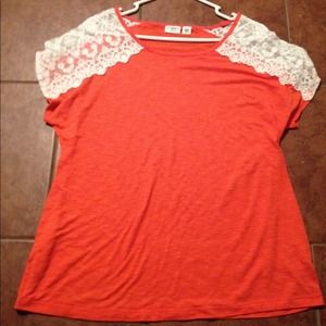 Orange shirt with a little lace