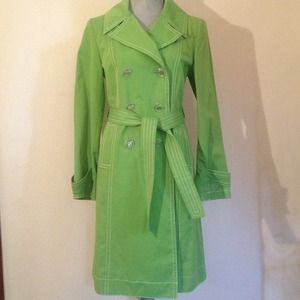Michael Kors lawn green trench coat - medium.