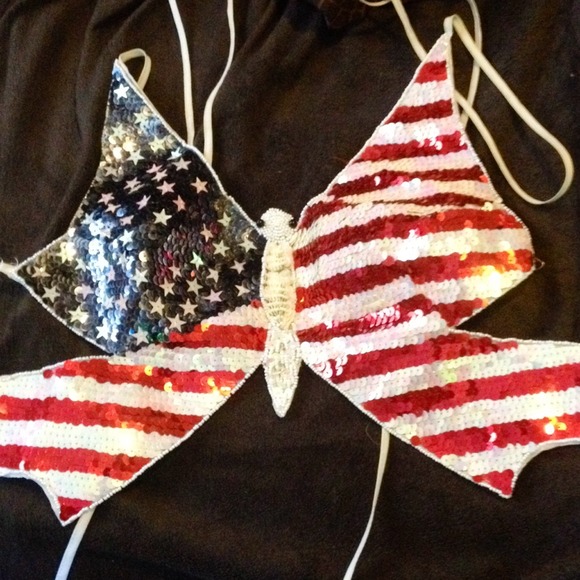 🚫SOLD🚫USA flag sexy butterfly top!