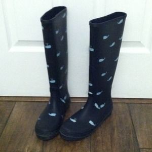 J. Crew Whale Print Wellington Boots