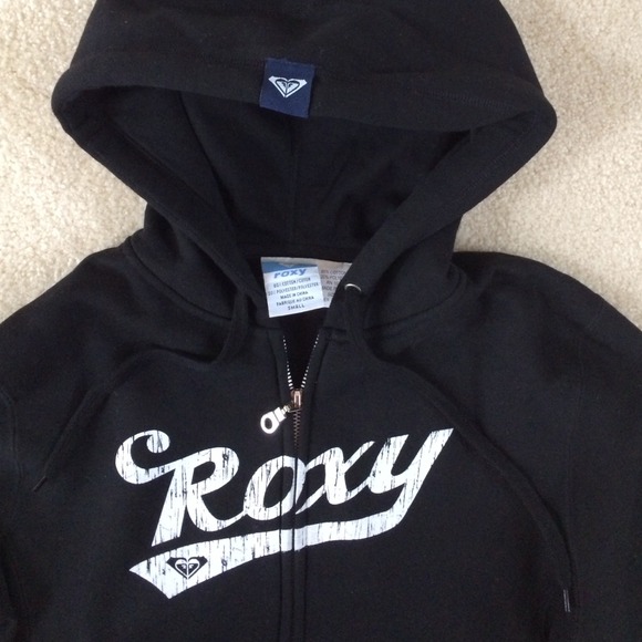 NWOT Roxy Black Zip Up Hoodie Sweatshirt - Picture 3 of 3