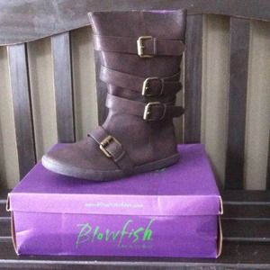 Brown boots with straps & buckles. NIB never worn