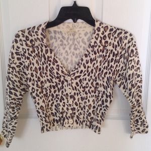 Leopard cropped sweater