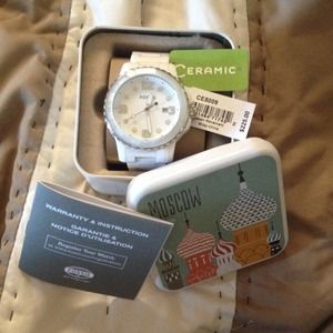 Fossil Men's CE5009 Ceramic White Dial Watch