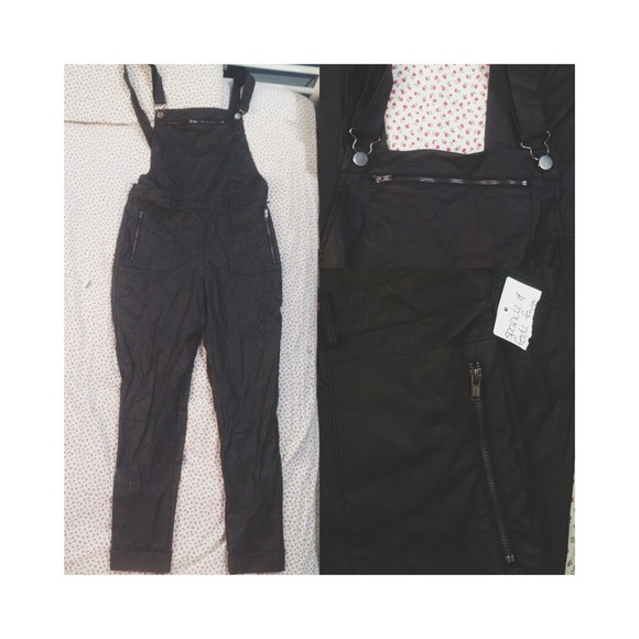 Sparkle & Fade faux vegan leather overalls