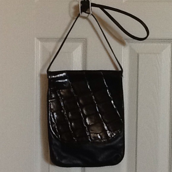 A black leather satchel
