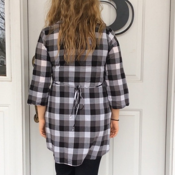 Black and white gingham check tunic top - Picture 4 of 6