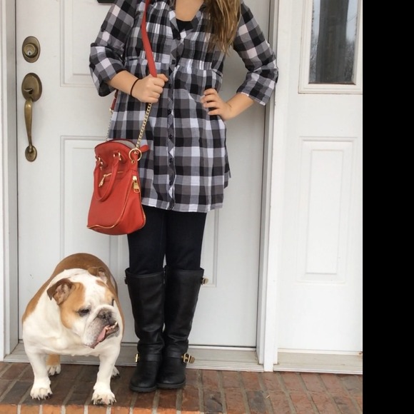 Black and white gingham check tunic top - Picture 5 of 6