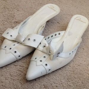 White open kitten heels