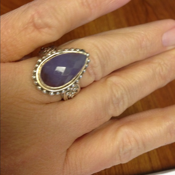 Purple Jade/sterling ring