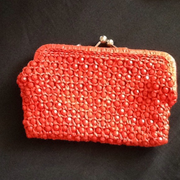 Small red beaded clutch