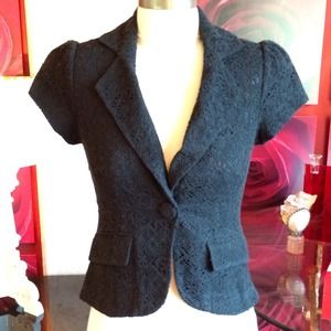 NWT Arden B Black Lace Blazer w Short Sleeves
