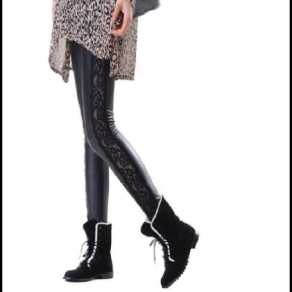 Pants - ❤️FAUX LEATHER LEGGINGS w/LACE!❤️