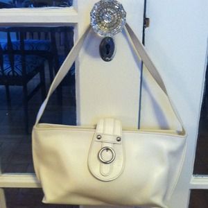 Cream Furla Leather Shoulder Bag