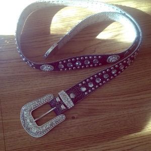 Large/XL rhinestone belt-black