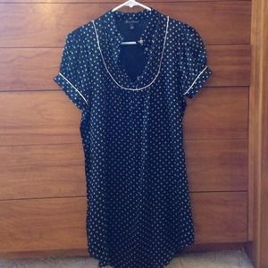 100 % silk navy blue dress with polka dots