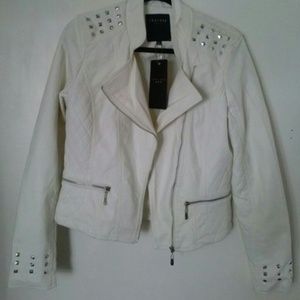 Ivory faux leather jacket