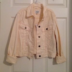 Cream Colored Denim Crop Jacket